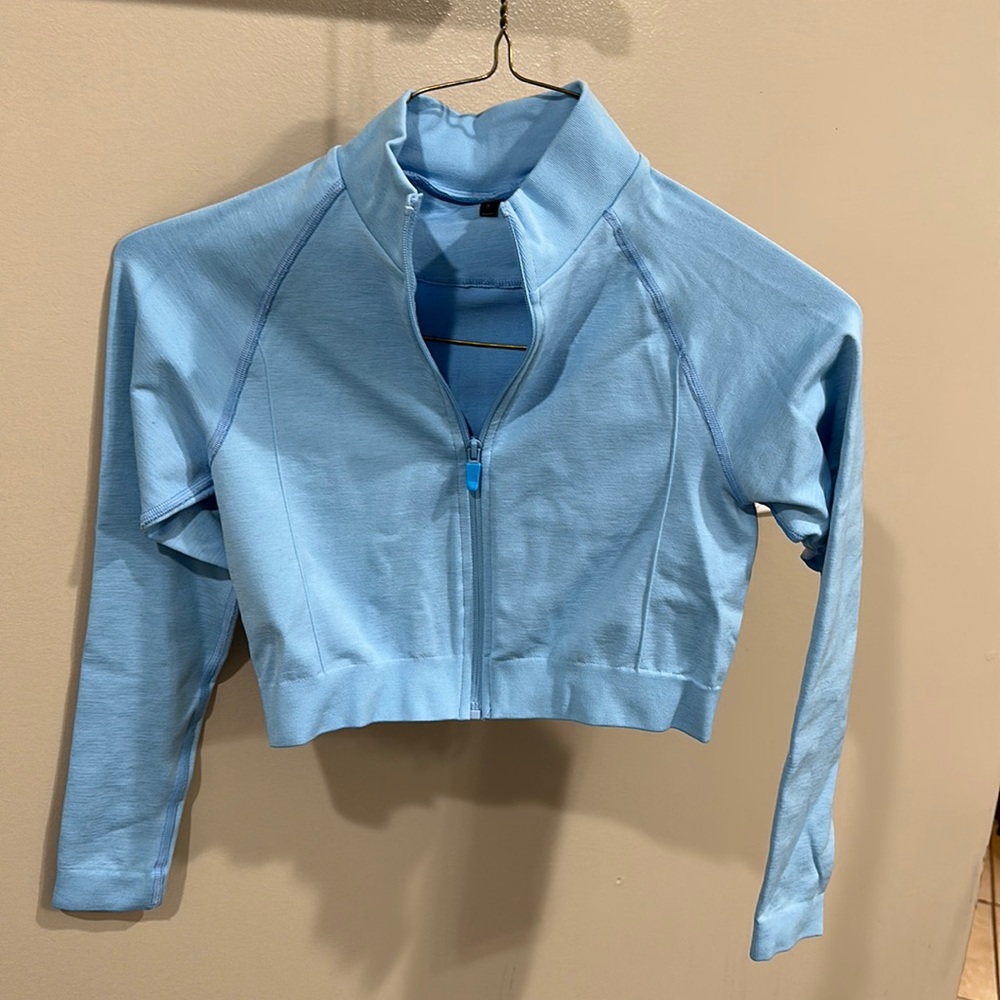 Light blue cropped jacket